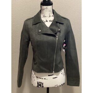 BB Dakota Steve Madden Olive Green Faux Suede Moto Jacket